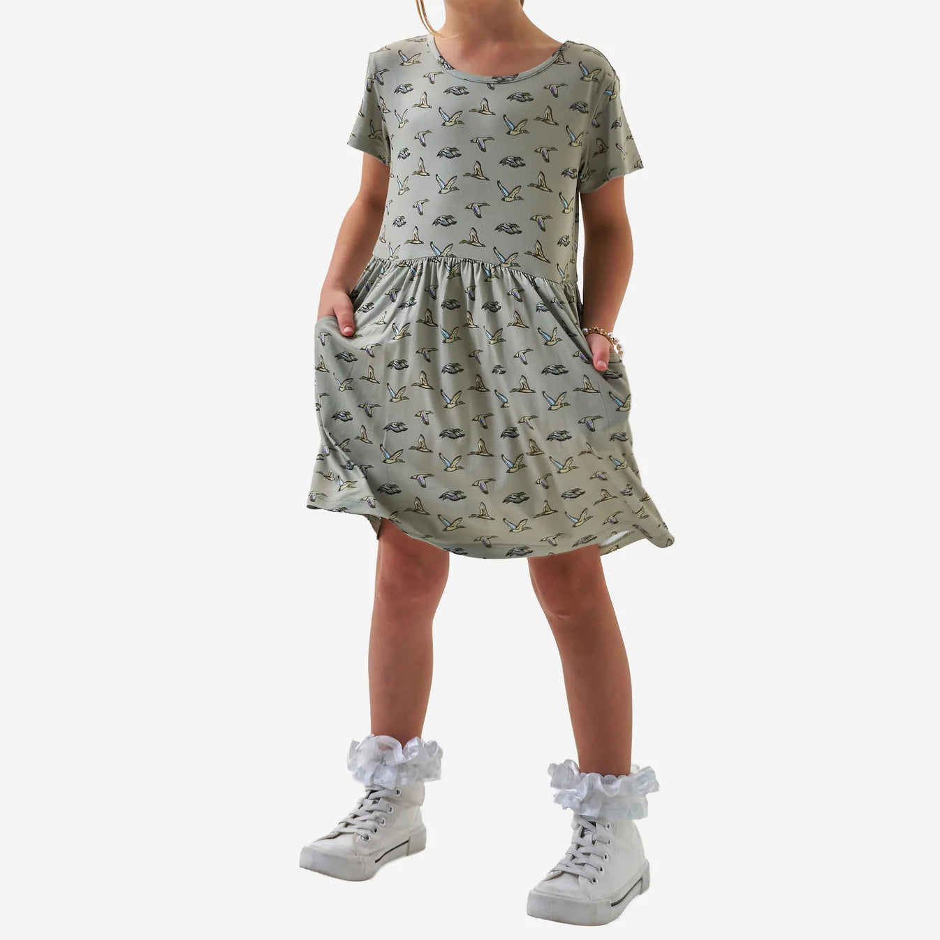 Flying Ducks Green Burlebo Moxie Dress
