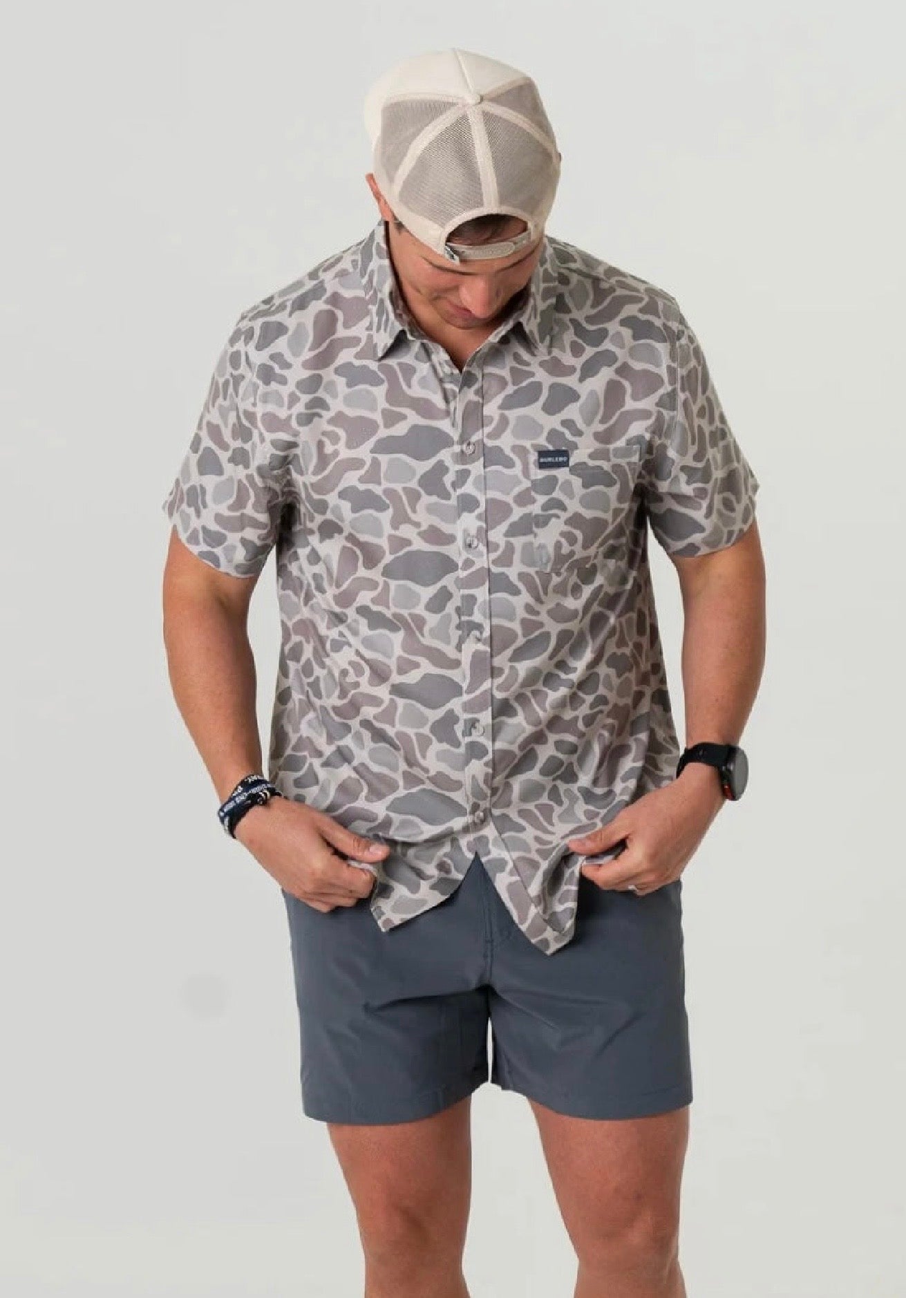 Classic Deer Camo Burlebo Performance Button Up Fl/Tx
