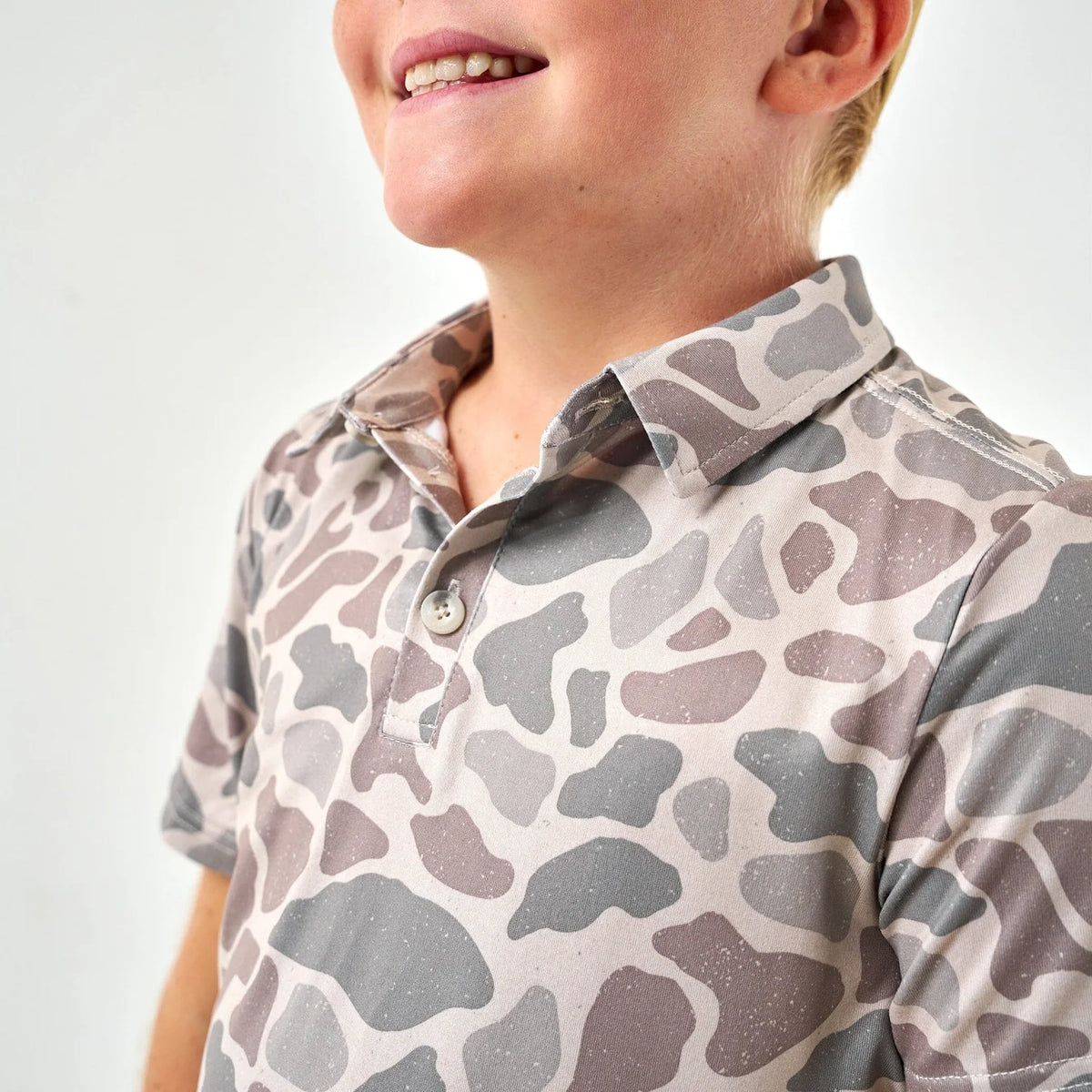 Classic Deer Camo Youth Burlebo Performance Polo Fl