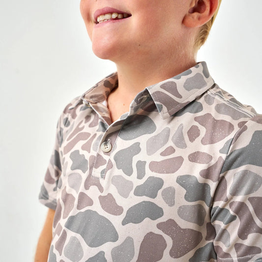 Classic Deer Camo Youth Burlebo Performance Polo Fl