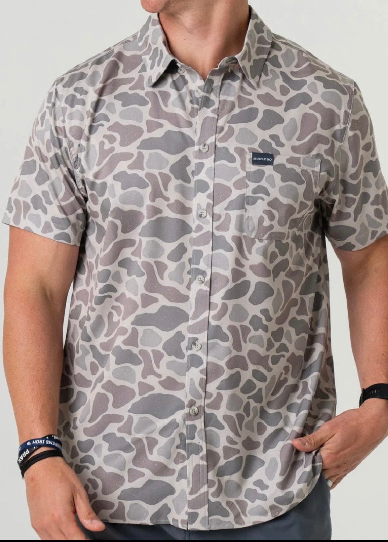 Classic Deer Camo Burlebo Performance Button Up Fl/Tx