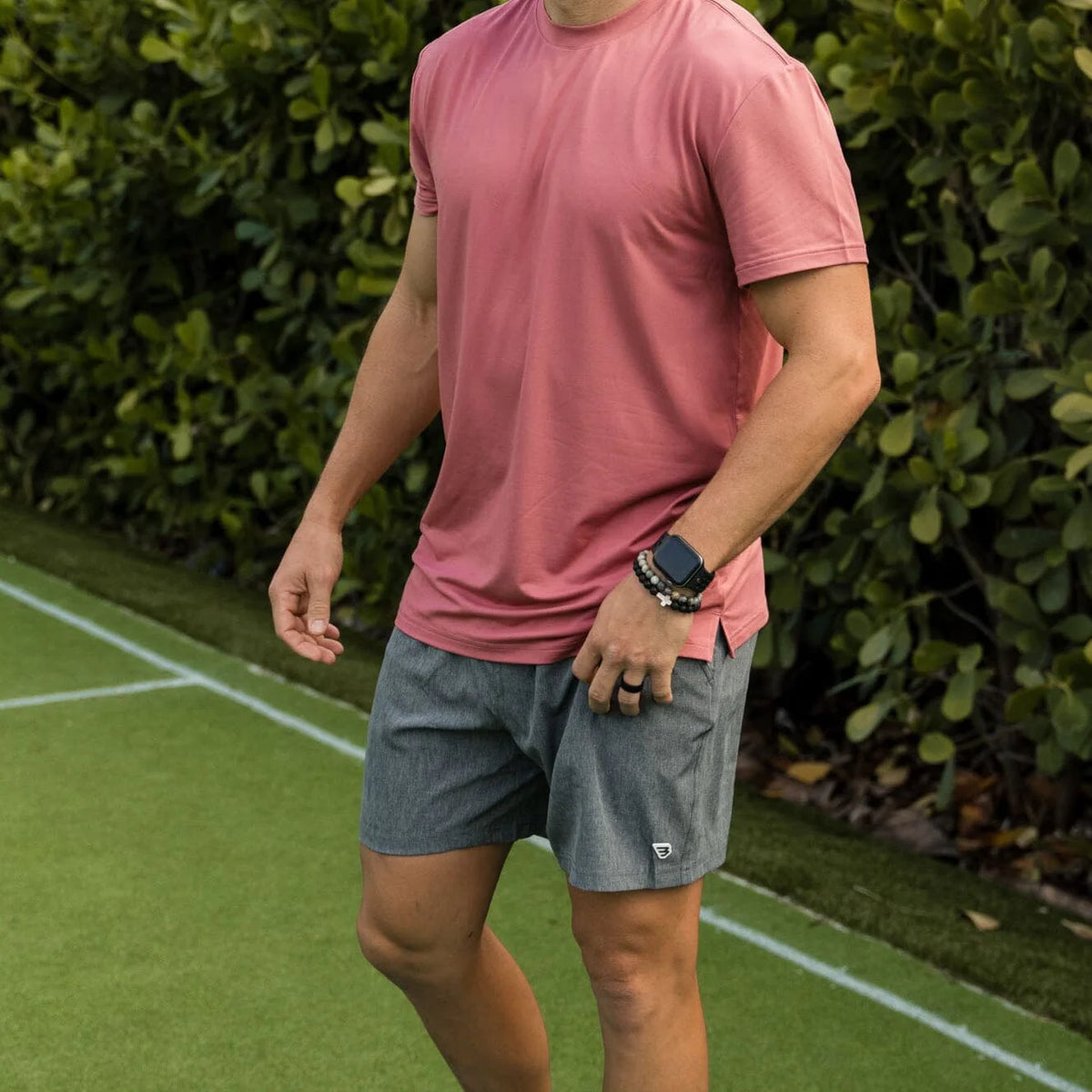 Grizzly Grey Burlebo Athletic Shorts with Classic Deer Camo Pocket and Liner