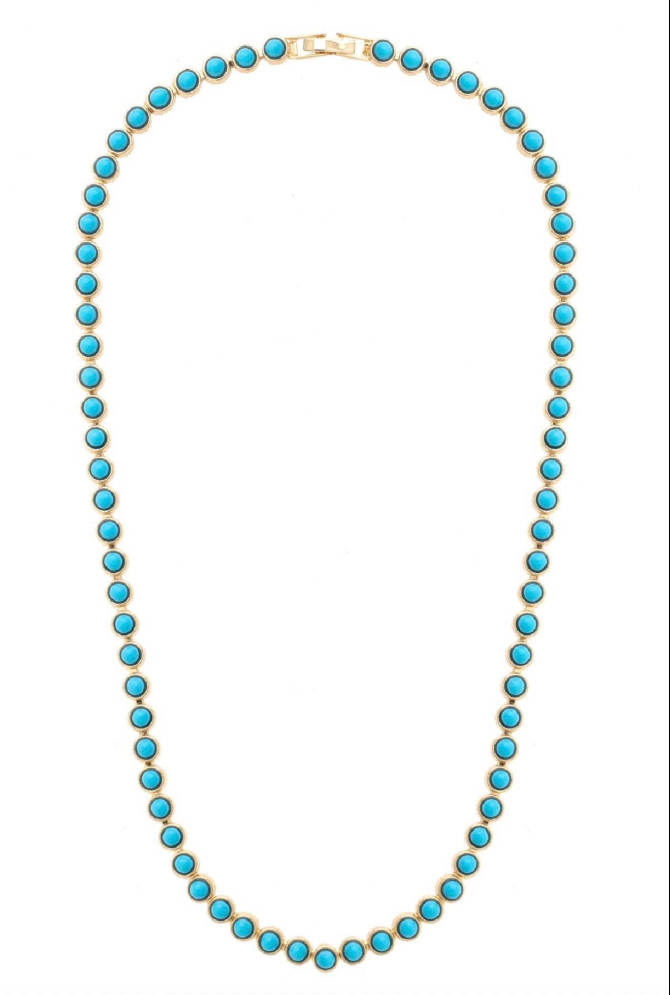 Albuquerque Tennis Necklace in Turquoise Gold Plated Canvas