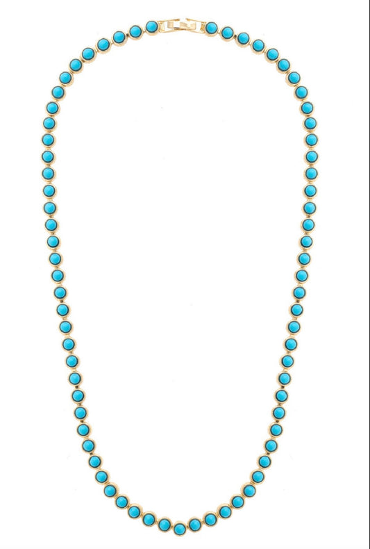 Albuquerque Tennis Necklace in Turquoise Gold Plated Canvas