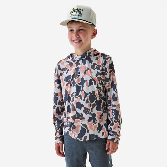 Vintage Camo Youth Burlebo Performance Hoodie with UPF 50 Sun Protection Fl/ Tx