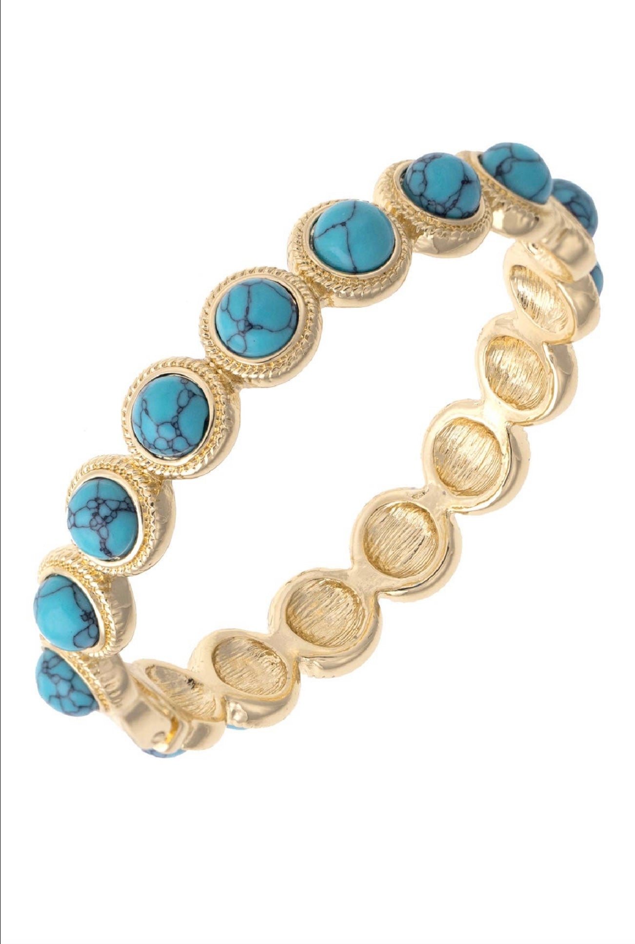 Casey Cabochon Hinge Bangle In Turquoise Canvas