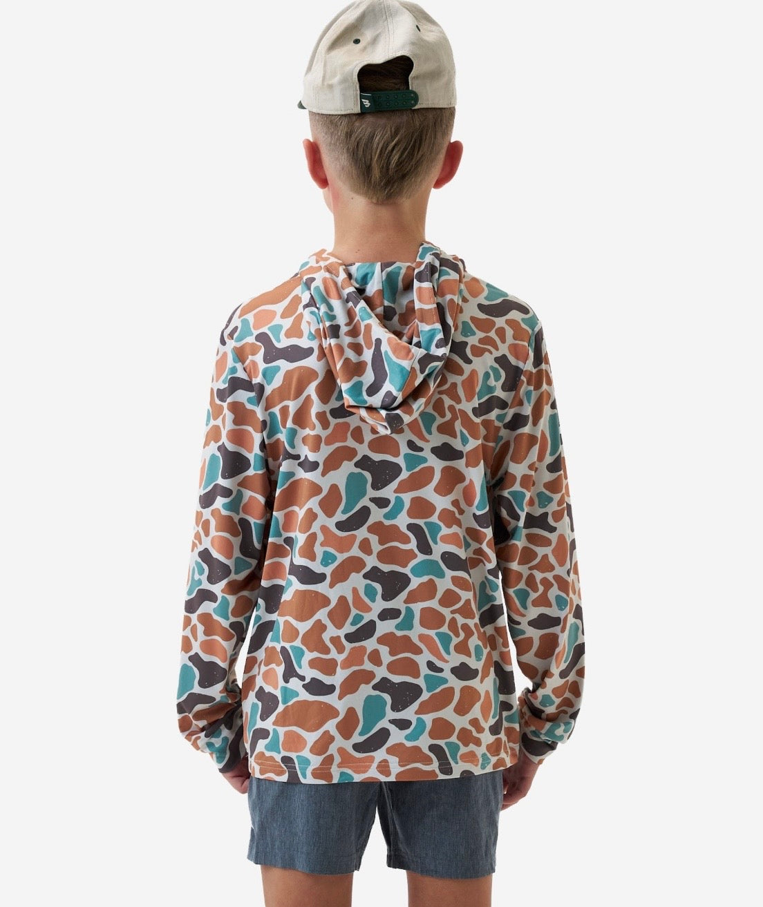 Bayside Camo Performance Youth Hoodie With UPF 50 Sun protection Fl/ Tx