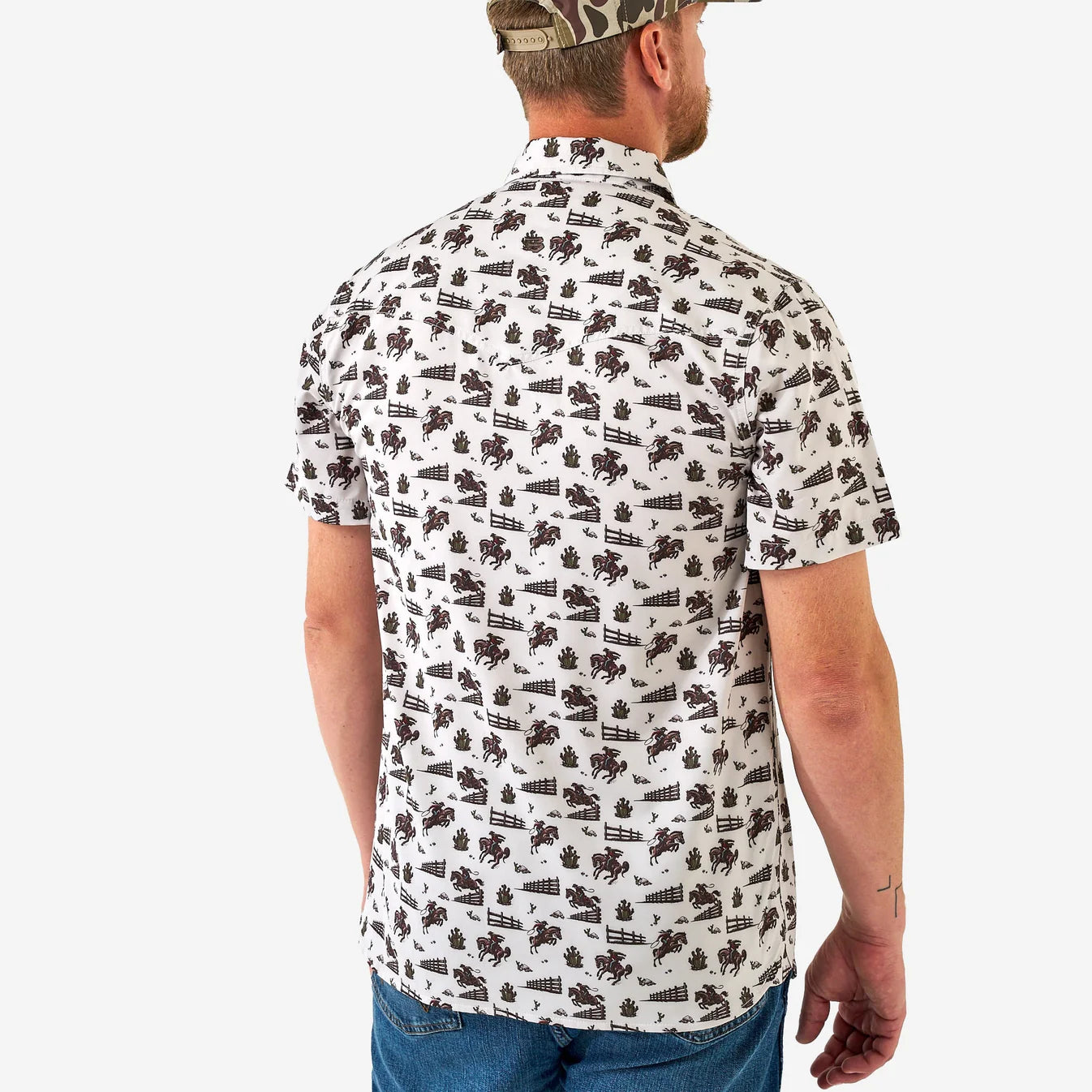 Cowboy Country Western Performance Short Sleeve Burlebo Shirt with Pearl Snaps