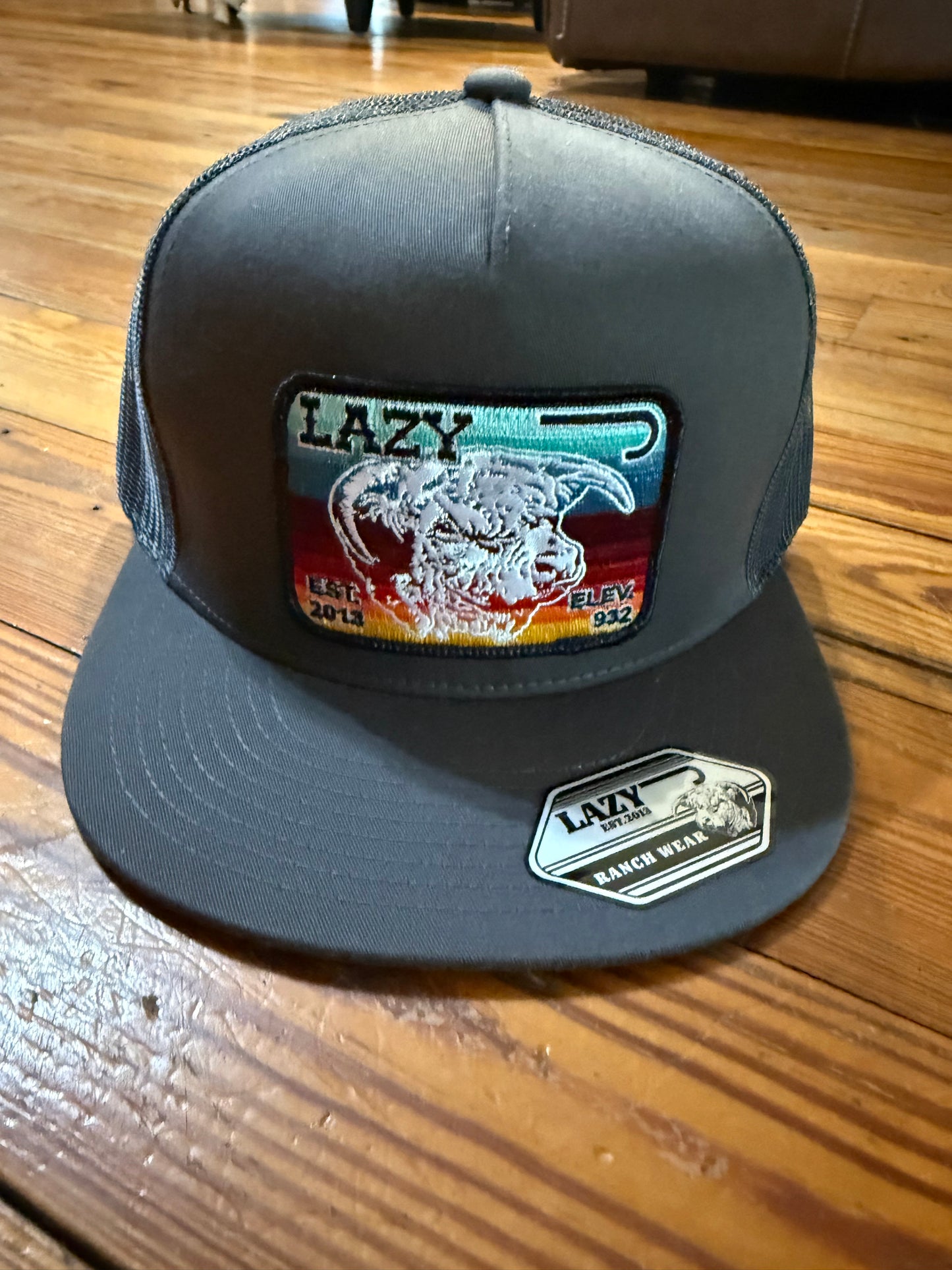 Lazy J Ranch Black & White Serape Elevation Mid Profile Trucker Hat