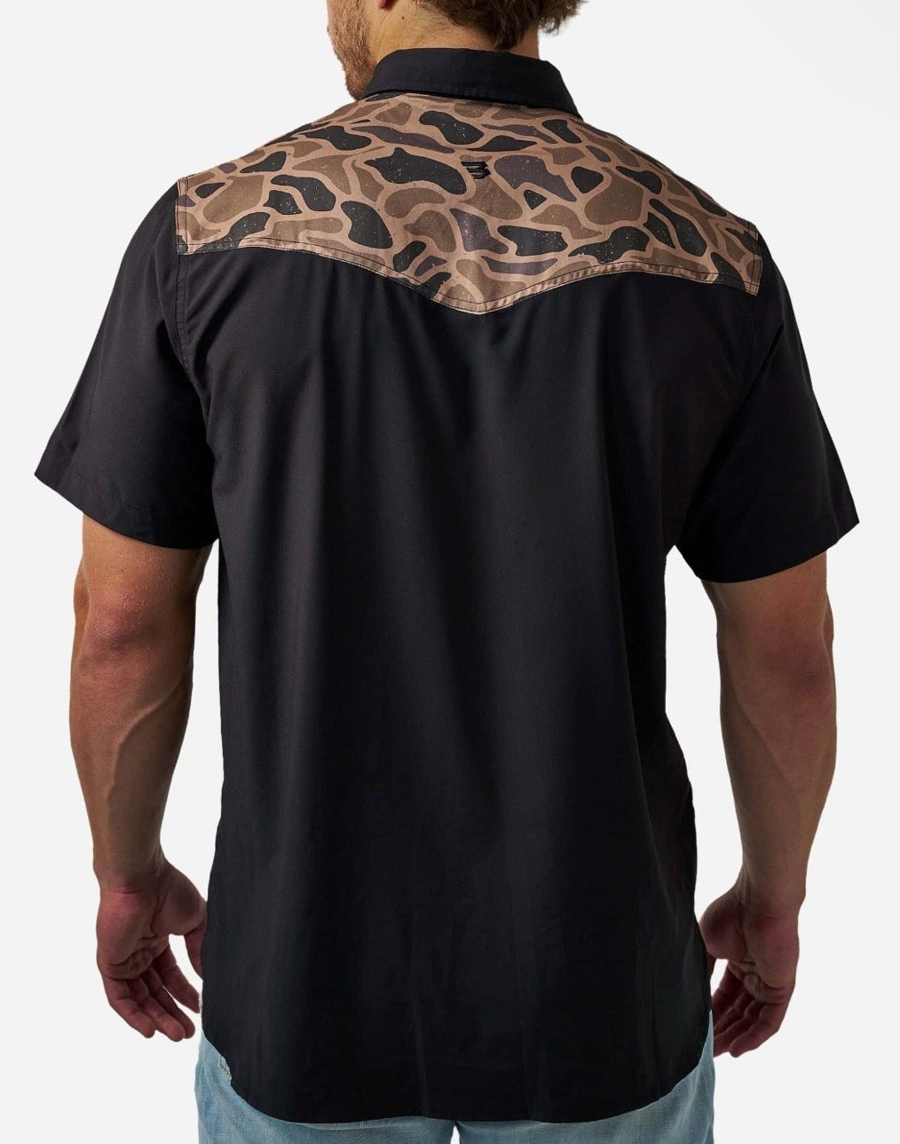 Deer SZN Black/ Gauge Camo Burlebo Performance Western Shirt FL/TX