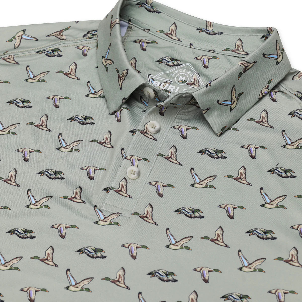 Flying Ducks Green Burlebo Performance Polo Fl/Tx