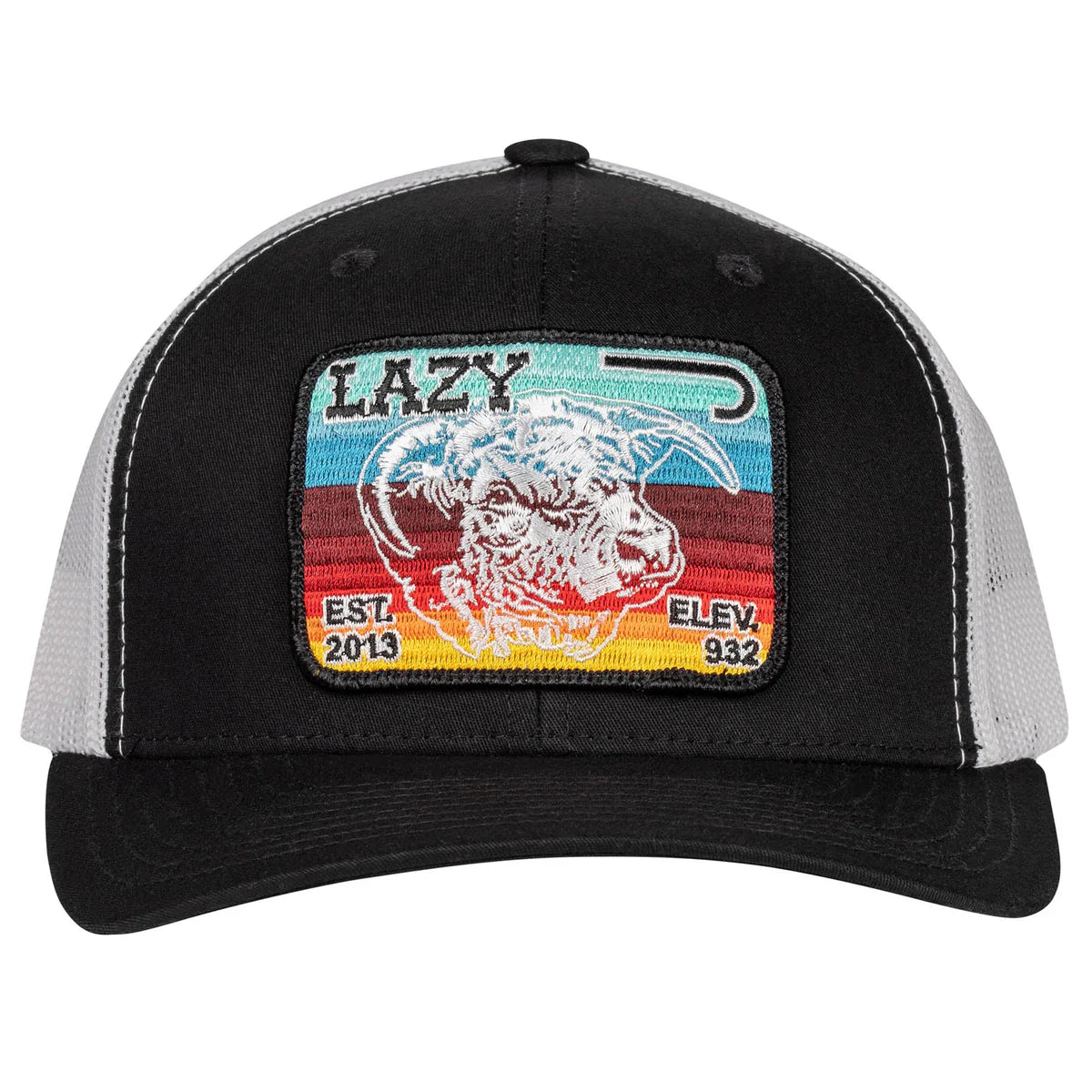 Lazy J Ranch Black & White Serape Elevation Mid Profile Trucker Hat