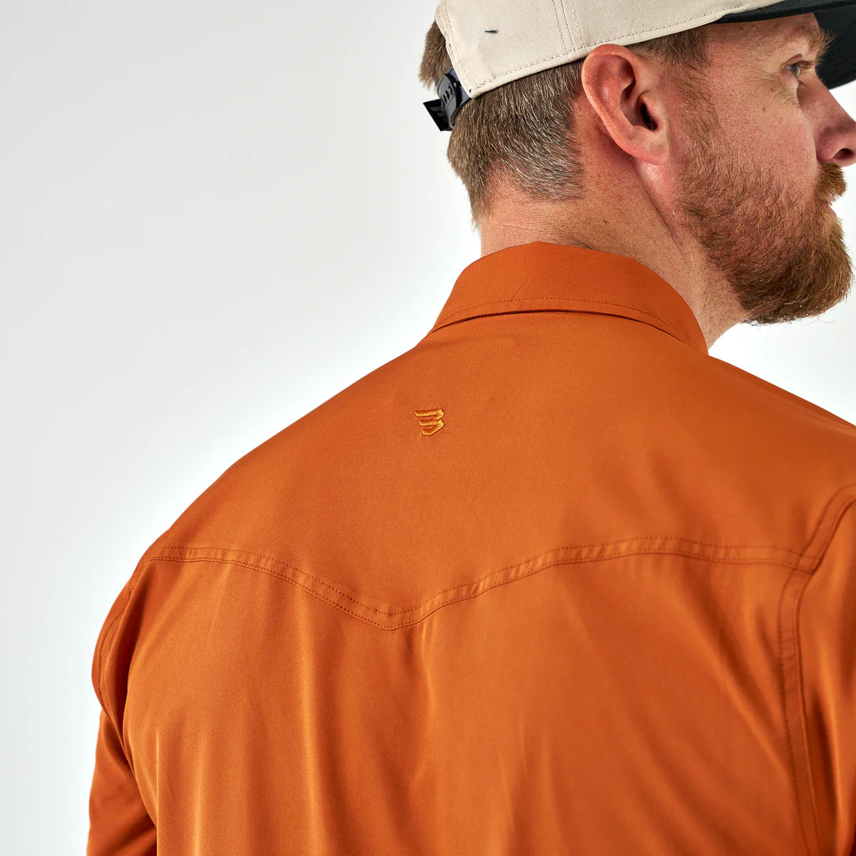 Orange Burlebo Performance Western Shirt With Pearl Snaps Short Sleeve