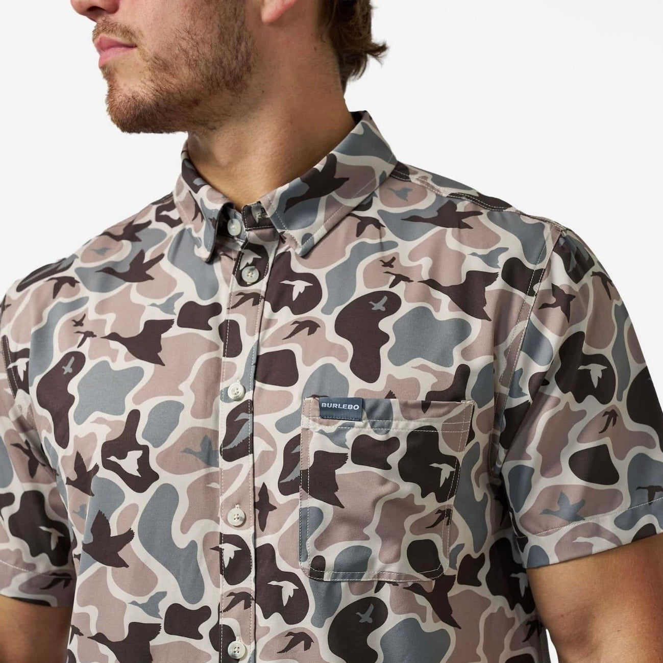 Mallard Mayhem Camo Performance Button Up Burlebo