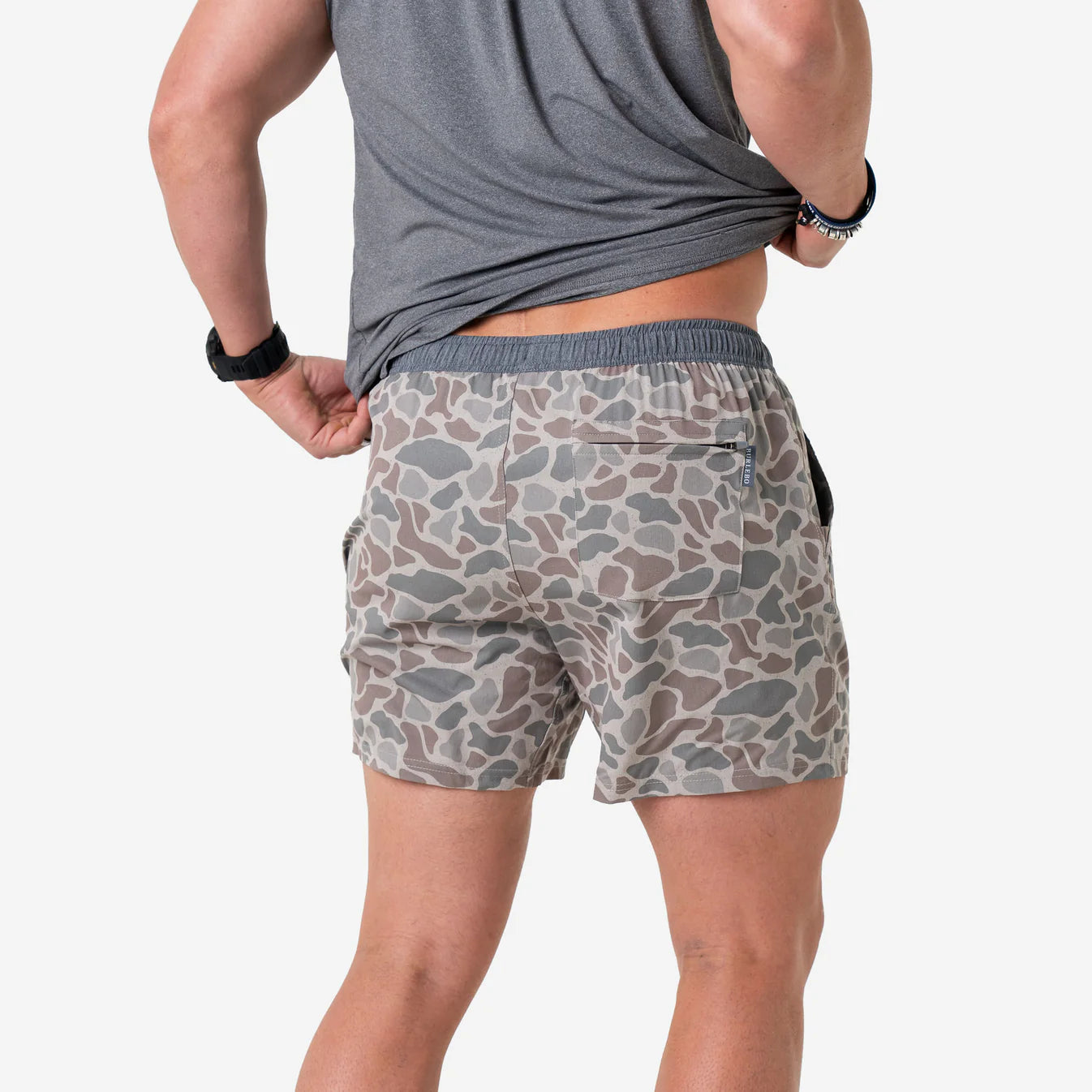 Classic Deer Camo Burlebo Athletic Shorts with Grey Pocket and Liner