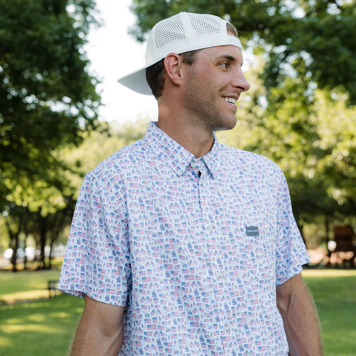 Old Glory Performance Button Up Burlebo Fl/ Tx