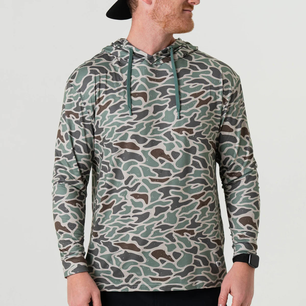 Retro Duck Camo Burlebo Performance Hoodie With UPF 50 Protection