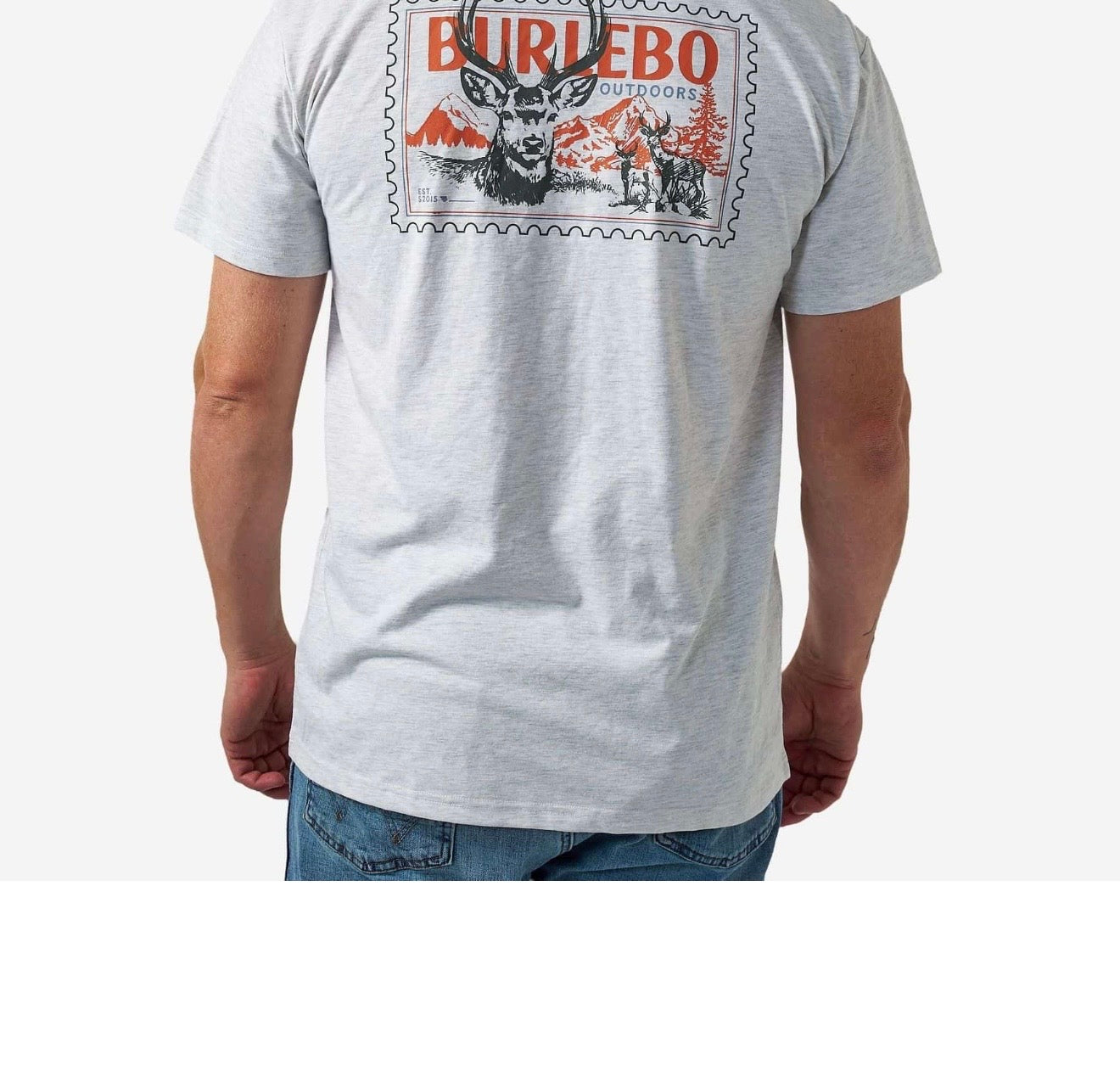 Buck Stamp Ash Gray Burlebo T Shirt SST-BKST-AG Fl/ Tx