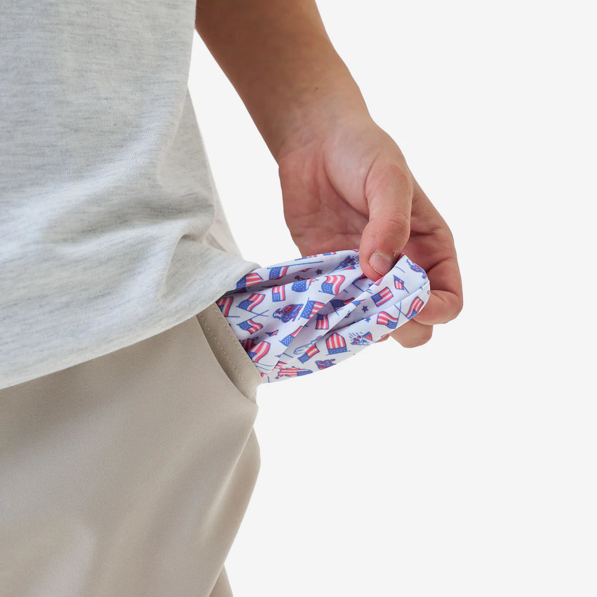 Light Khaki Youth Burlebo Everyday Short with Old Glory Pocket
