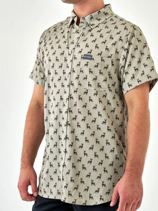 Whitetail Green Performance Button Up Burlebo Shirt