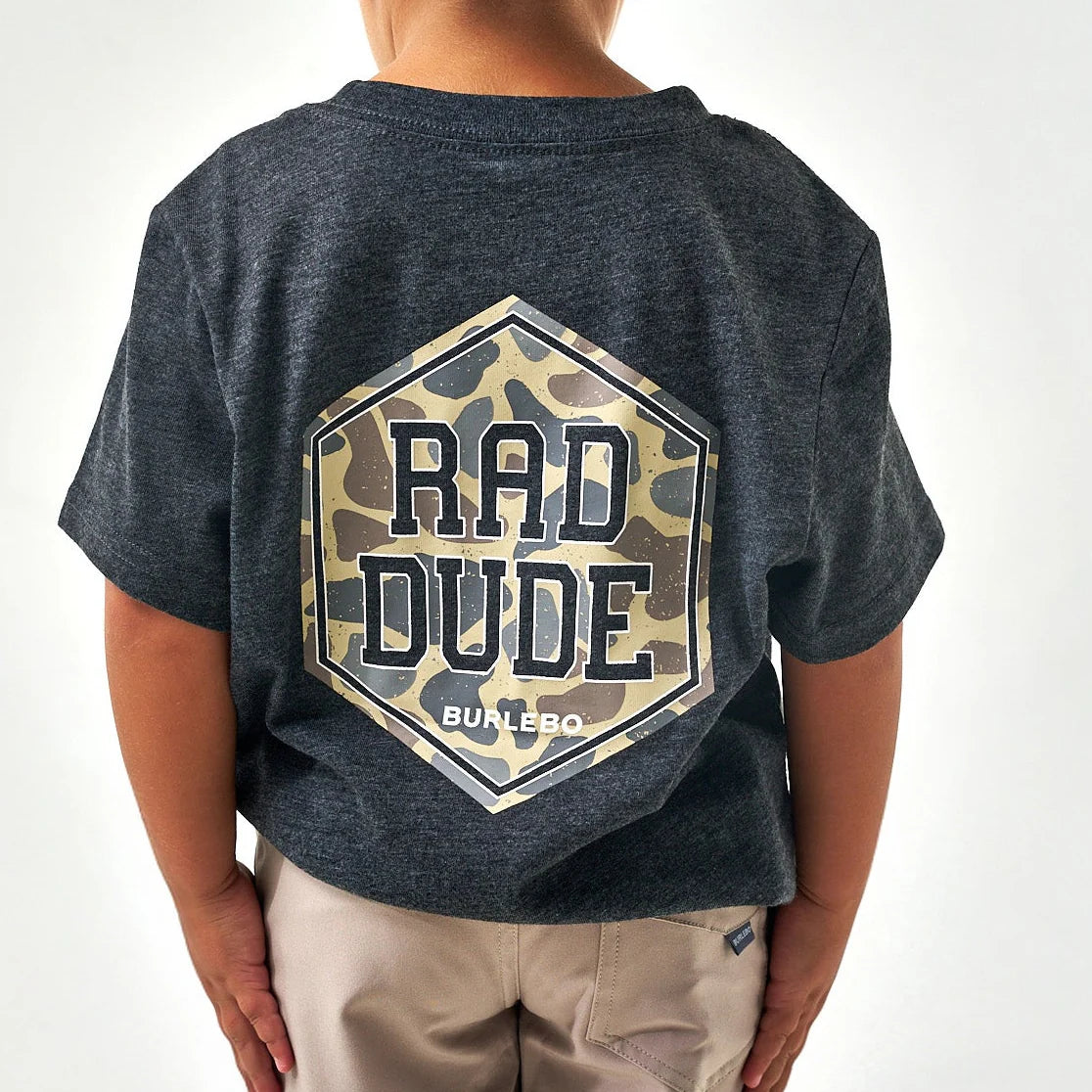 Rad Dude Heather Black Burlebo Short Sleeve Graphic T shirt