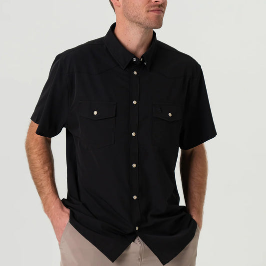 Black Burlebo Performance Western Pearl snap Short Sleeve Shirt