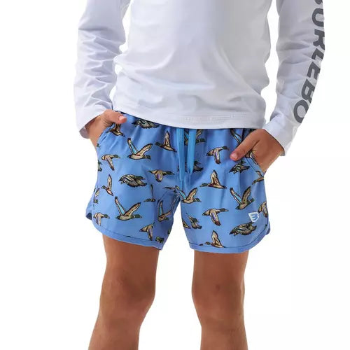 Jumbo Mallard Blue Youth Burlebo Swim Trunks