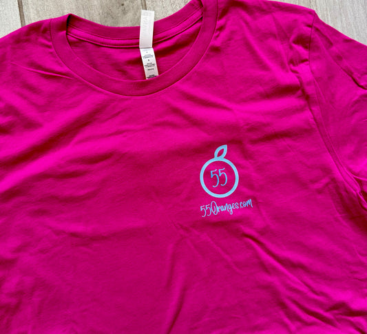 55 Oranges Boutique fuschia and turquoise graphic