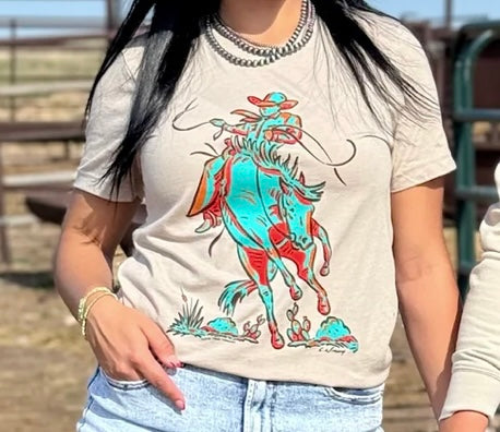 Turquoise bronc tee