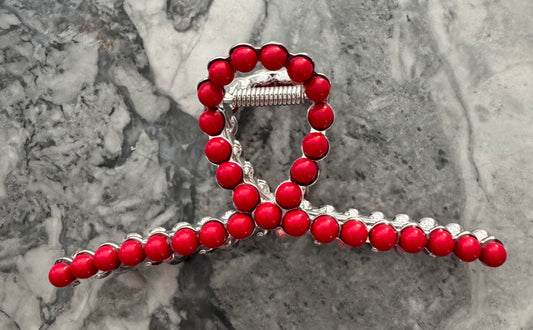 Red stone hair claw