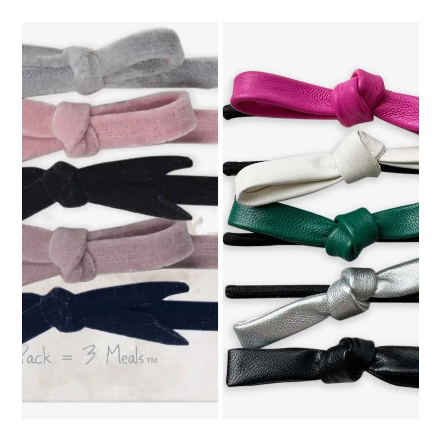 Sueded or leather hair bow ties