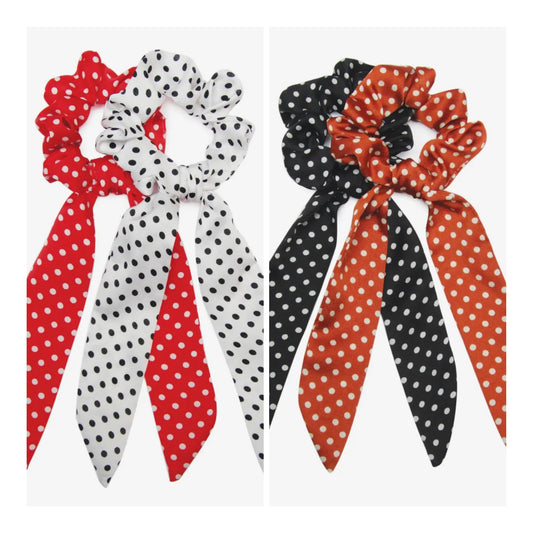 Polka dot 2 pk ponytail scarves