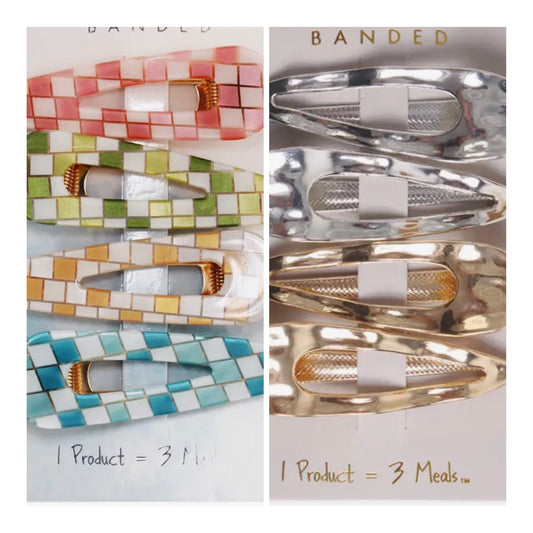 Alligator clips checkered or metallic