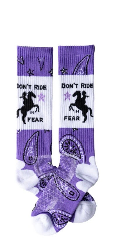 Lucky Chuck Don’t Ride in Fear purple boot sock