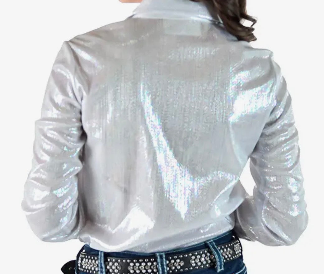 Cowgirl Tuff white holographic pullover