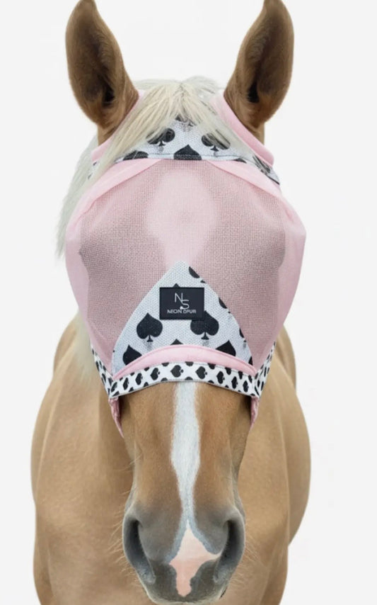 Smokin spades fly mask pink