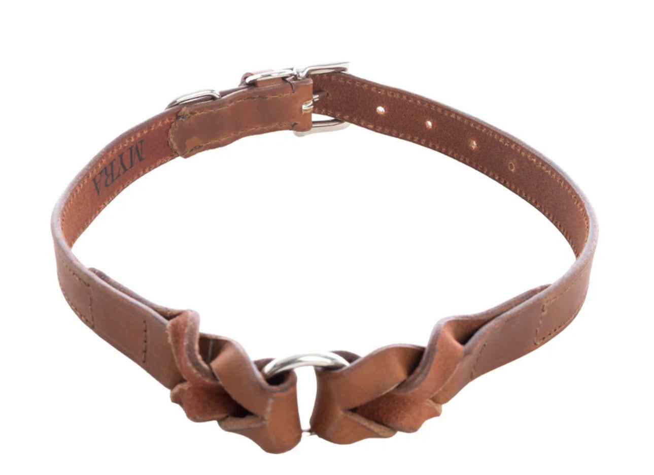Topside chocolate leather dog collar