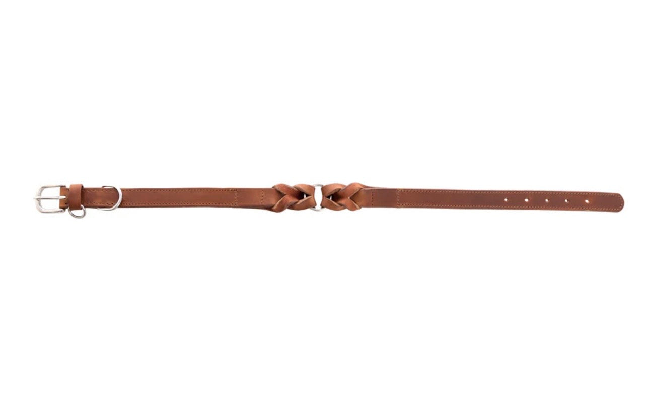 Topside chocolate leather dog collar