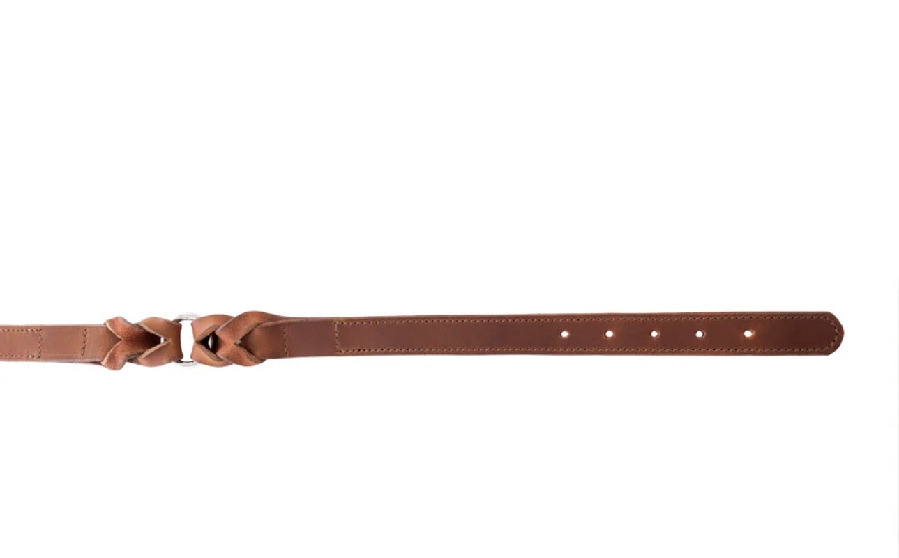 Topside chocolate leather dog collar