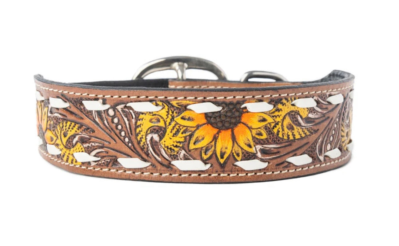 Prairie sunflower dog collar
