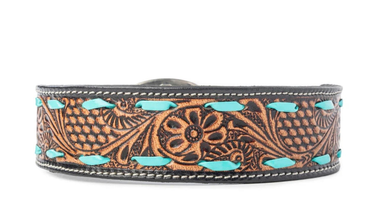 Turquoise trail cowboy dog collar