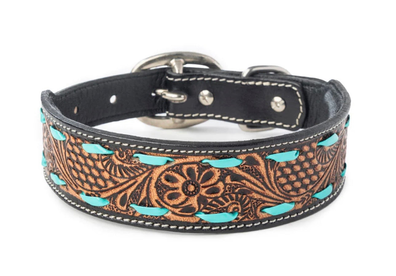 Turquoise trail cowboy dog collar