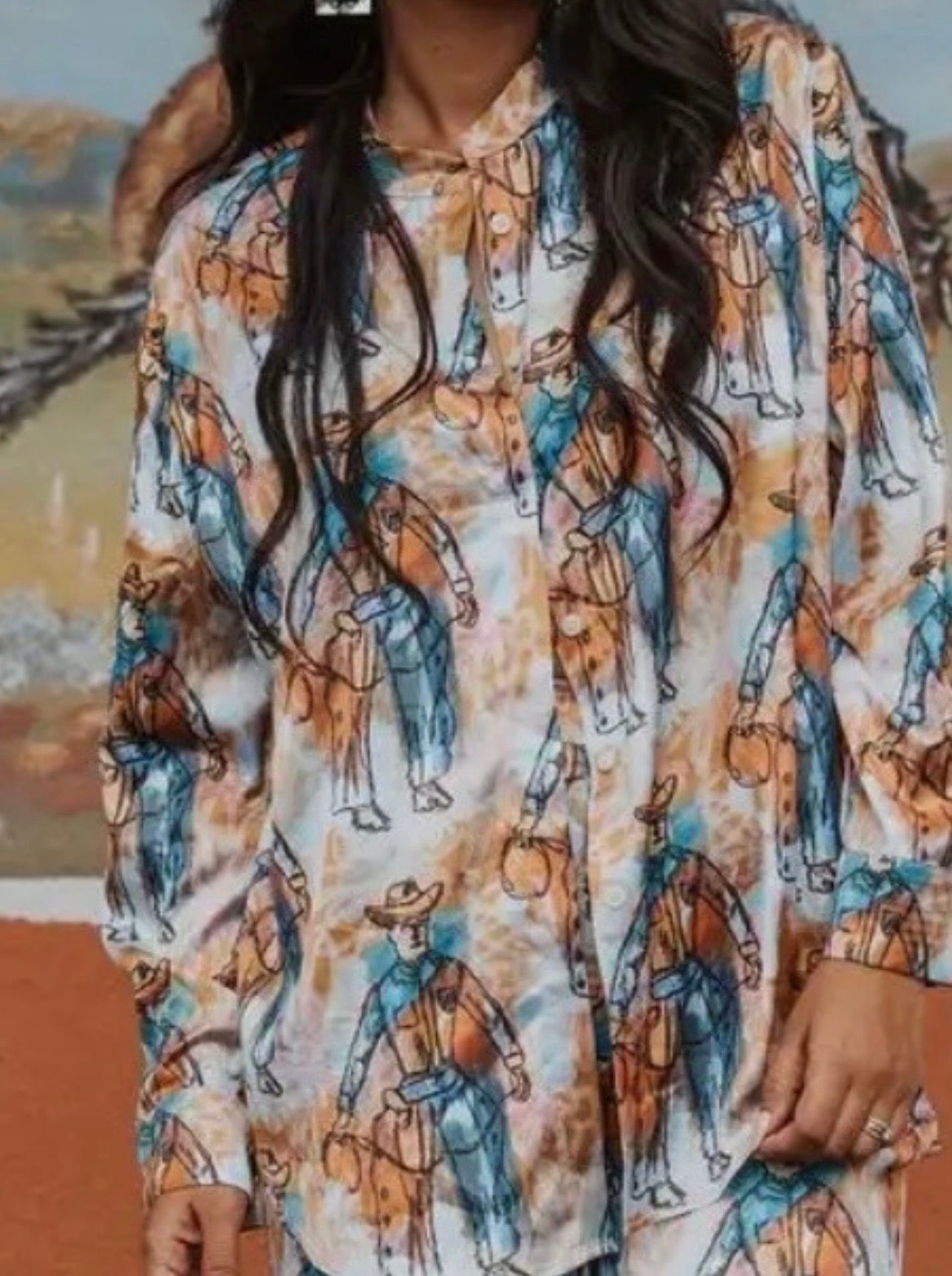 Standing cowboy long sleeved top
