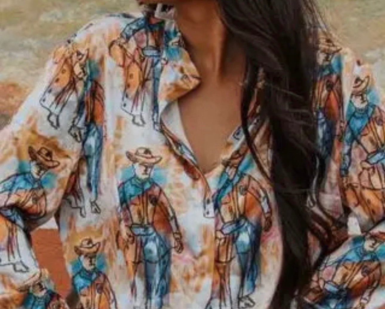 Standing cowboy long sleeved top
