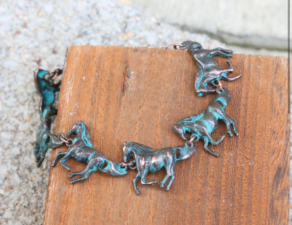 Patina link horse bracelet