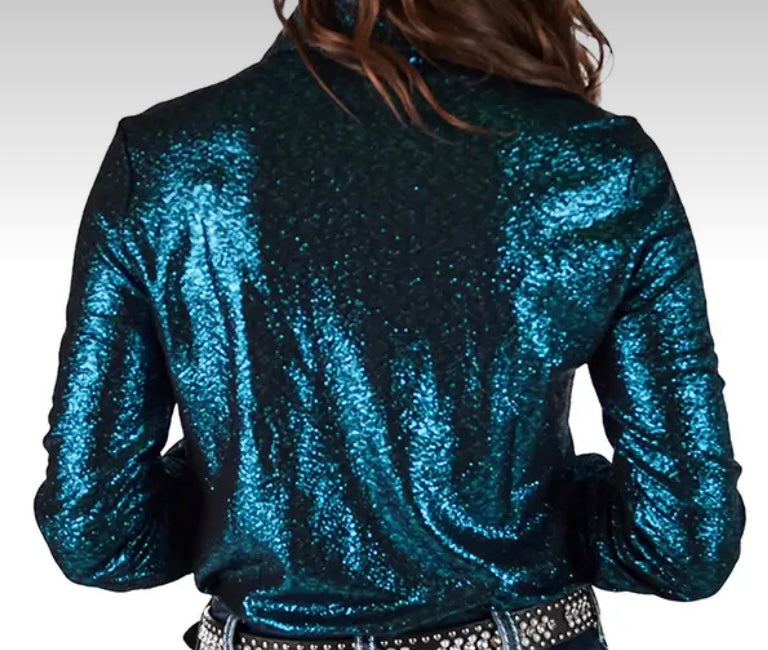 Cowgirl Tuff turquoise shimmer pullover