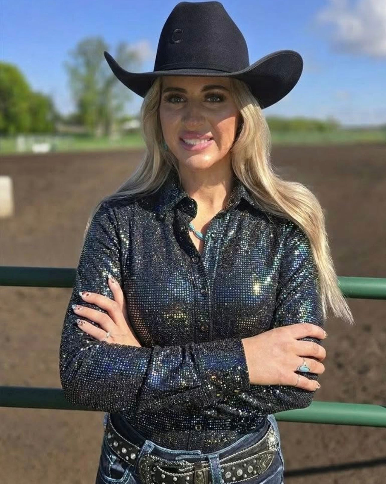 Cowgirl Tuff black sequin pullover