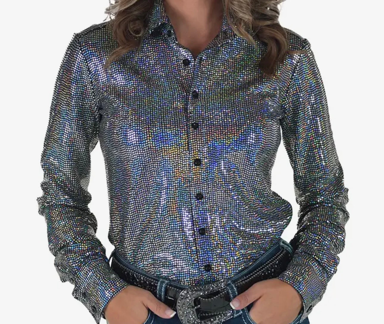 Cowgirl Tuff crystal ball sequin pullover