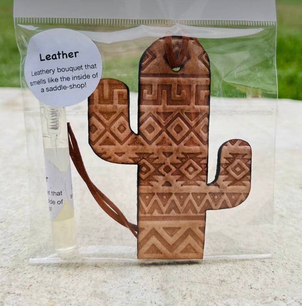 Leather cactus spray freshie