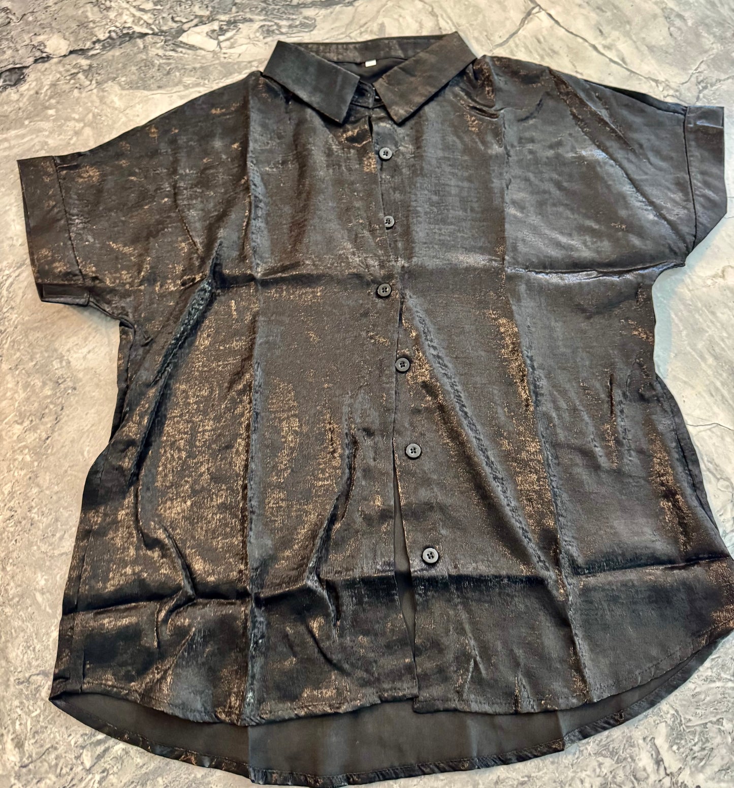 Metallic black button down